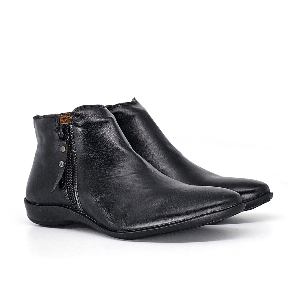 Bota Feminina ANG013E Couro Preto Lustro Preto 7