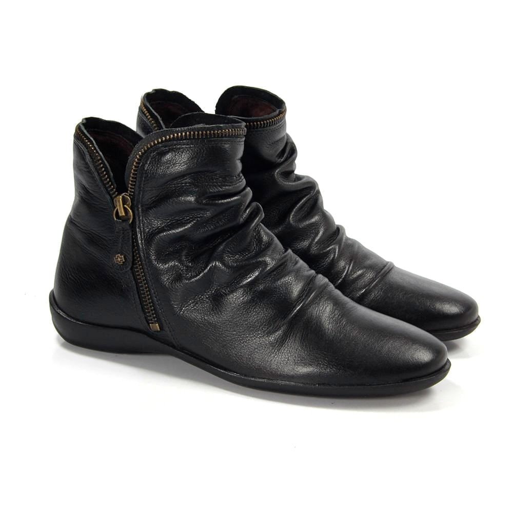 Bota Feminina ANG811 Couro Preto Preto 3
