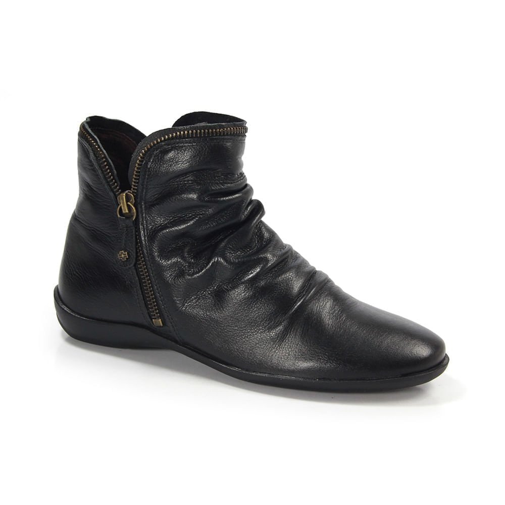 Bota Feminina ANG811 Couro Preto Preto 4
