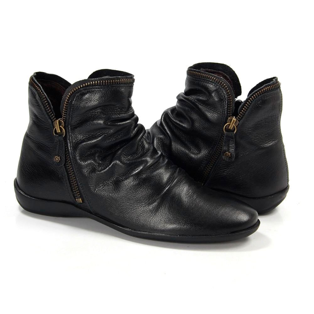 Bota Feminina ANG811 Couro Preto Preto 5