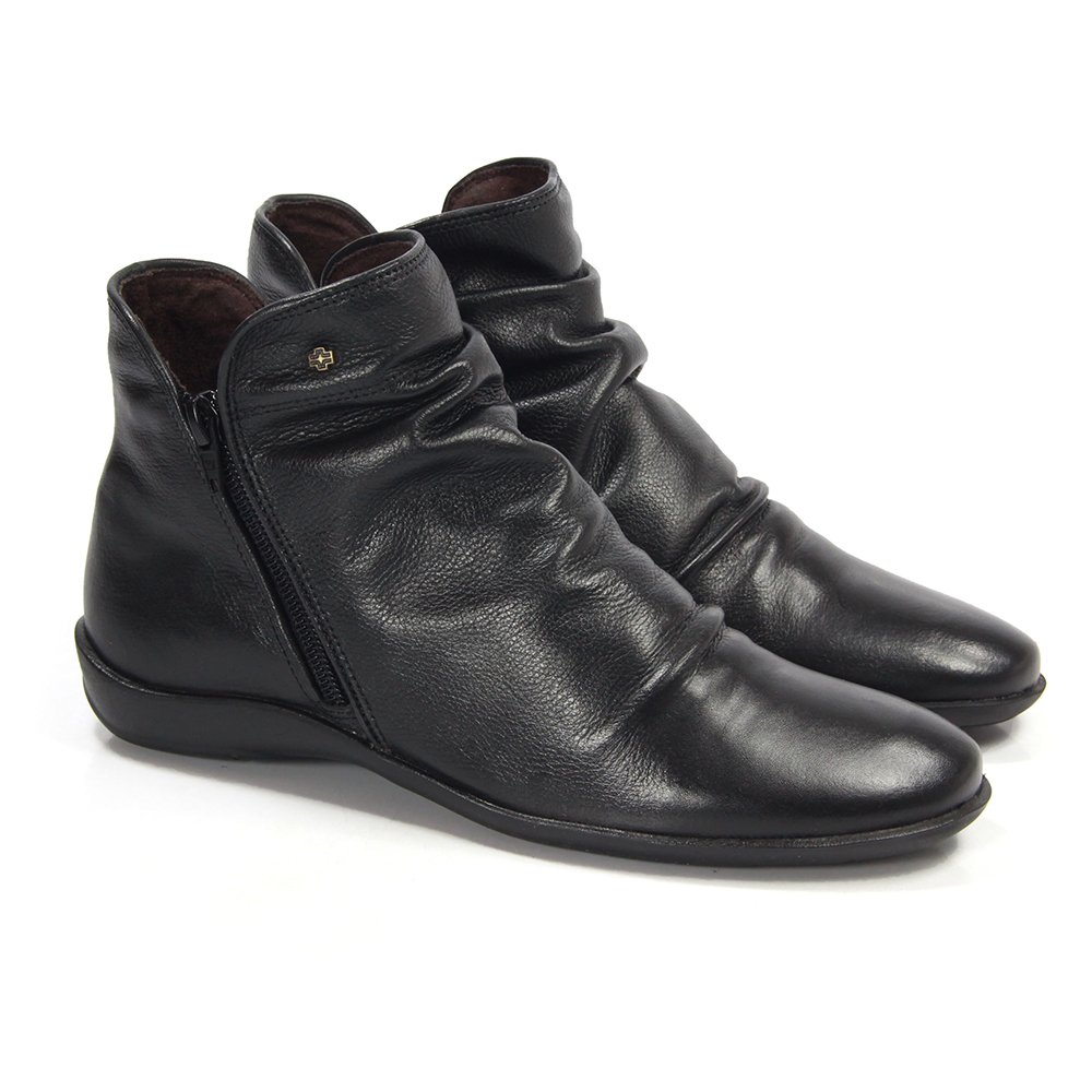 Bota Feminina ANG820 Couro Preto Preto 5