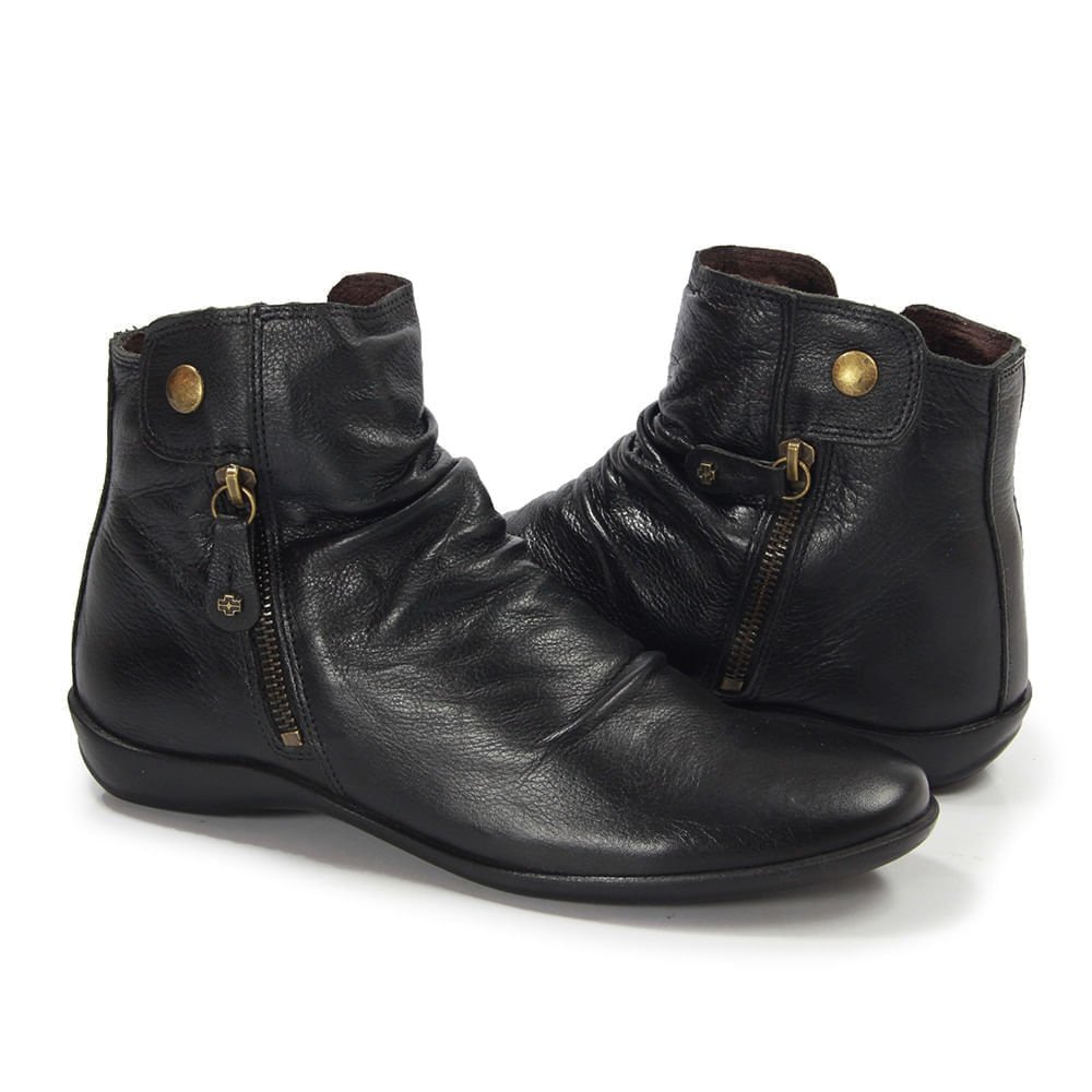 Bota Feminina ANG867 Couro Preto Preto 4