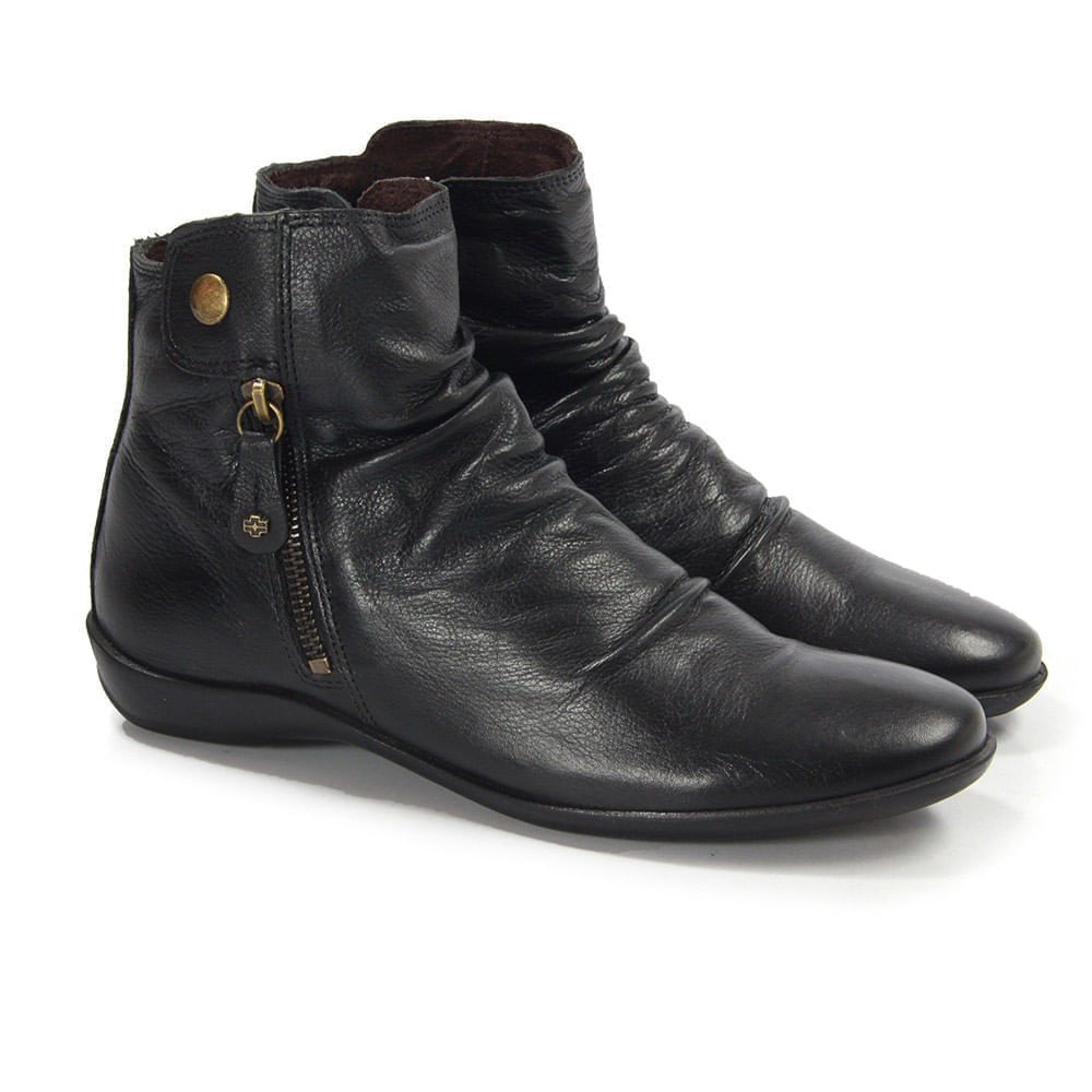 Bota Feminina ANG867 Couro Preto Preto 5