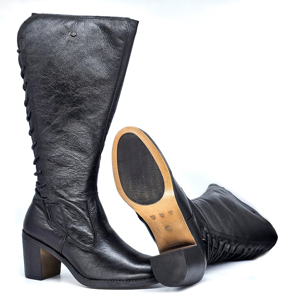 Bota Feminina ELO003 Couro Preto Preto 4
