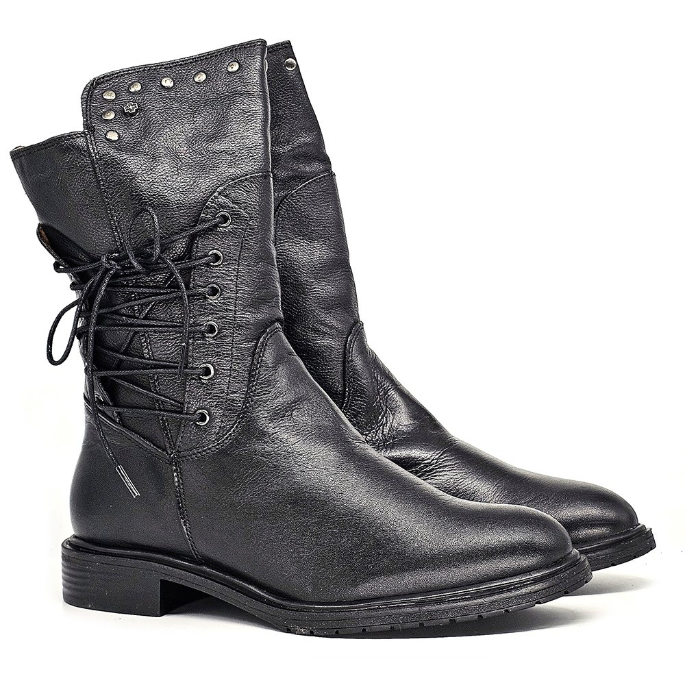 Bota Feminina DIA028 Couro Preto Preto 3