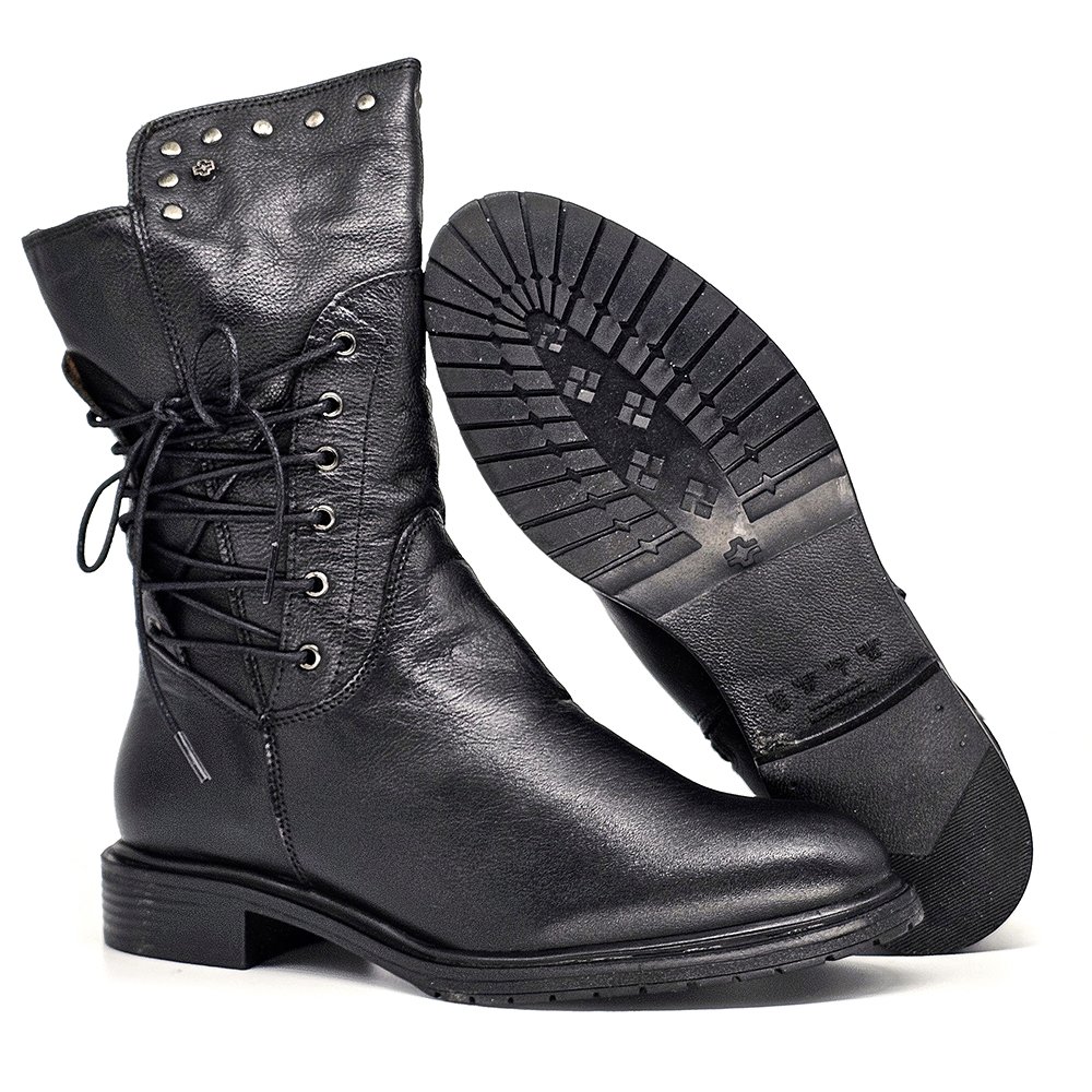 Bota Feminina DIA028 Couro Preto Preto 4