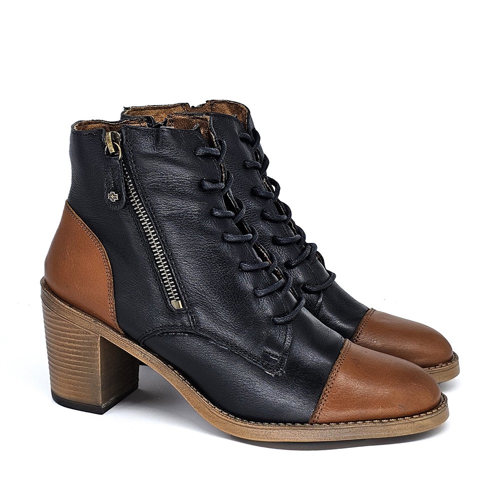 Bota Feminina ELO005 Couro Tan Preto Preto/Marrom 3