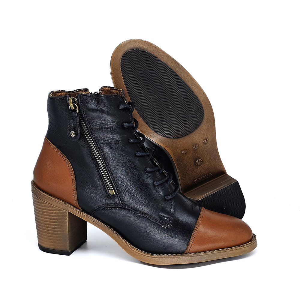 Bota Feminina ELO005 Couro Tan Preto Preto/Marrom 4