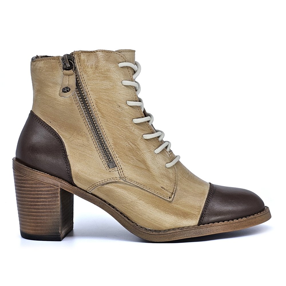 Bota Feminina ELO005 Couro Terracota Off Amendoa