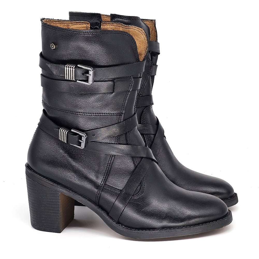 Bota Feminina ELO002 Couro Preto Preto 4