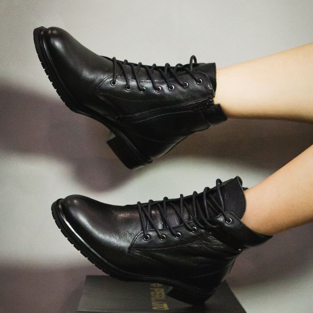 Bota Feminina DIA021 Couro Preto Preto 2