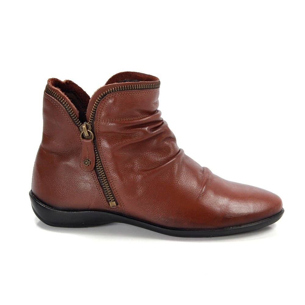 Bota Feminina ANG811 Couro Comfort Mogno