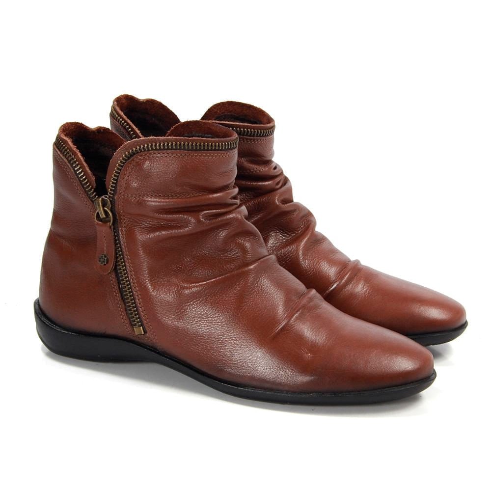 Bota Feminina ANG811 Couro Comfort Mogno Marrom 4