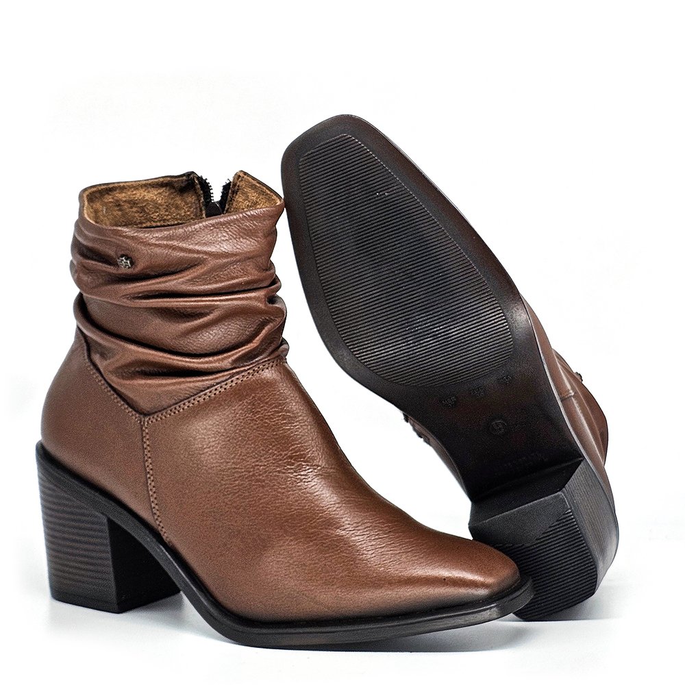 Bota Feminina KAR004 Couro Mogno Marrom 4