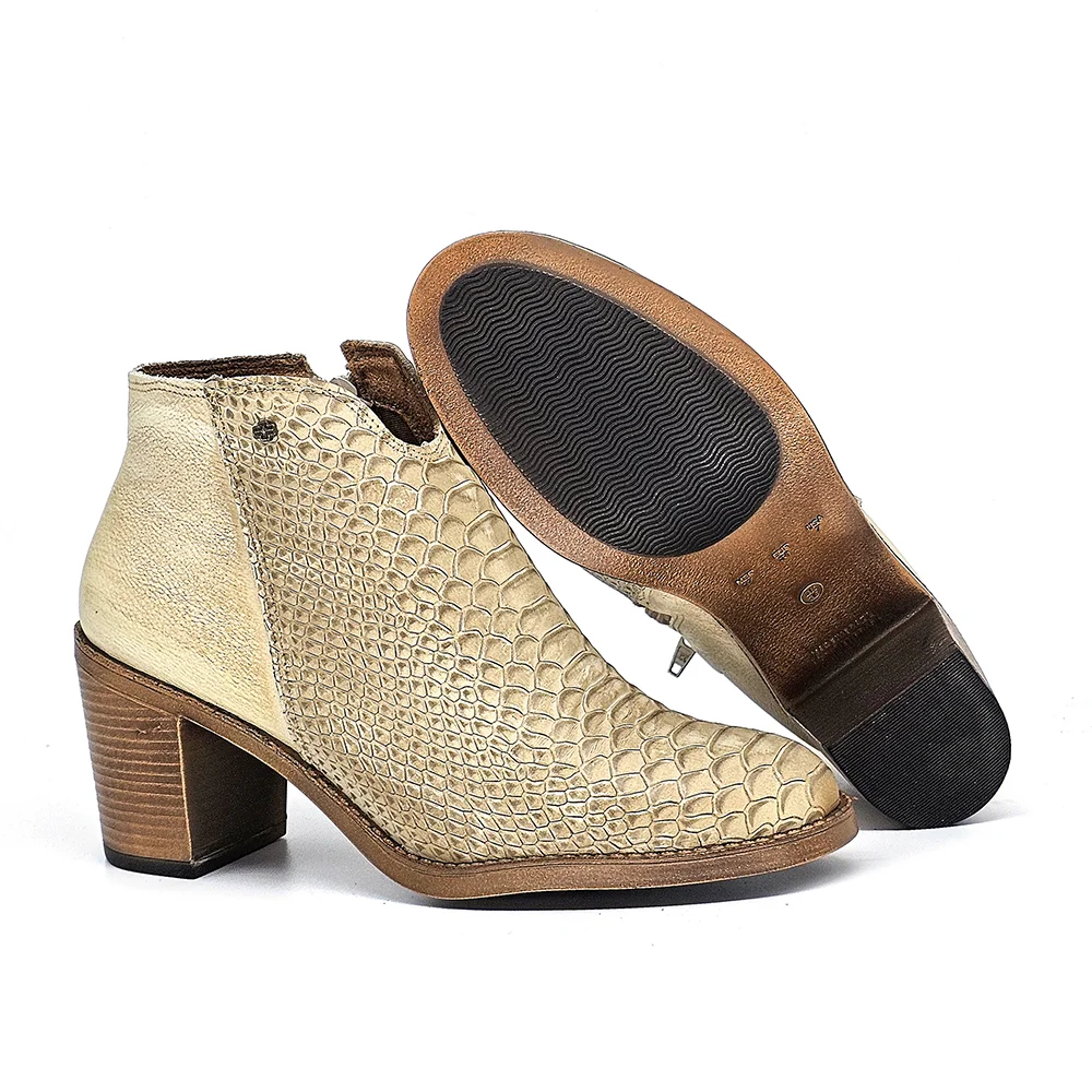 Bota Feminina ELO001V Couro Anac Off Velutto Amendoa Off White/Amendoa 3