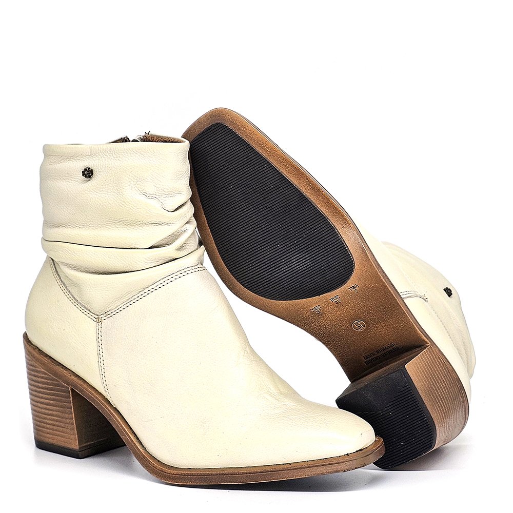 Bota Feminina KAR004 Couro Off White Off White 4