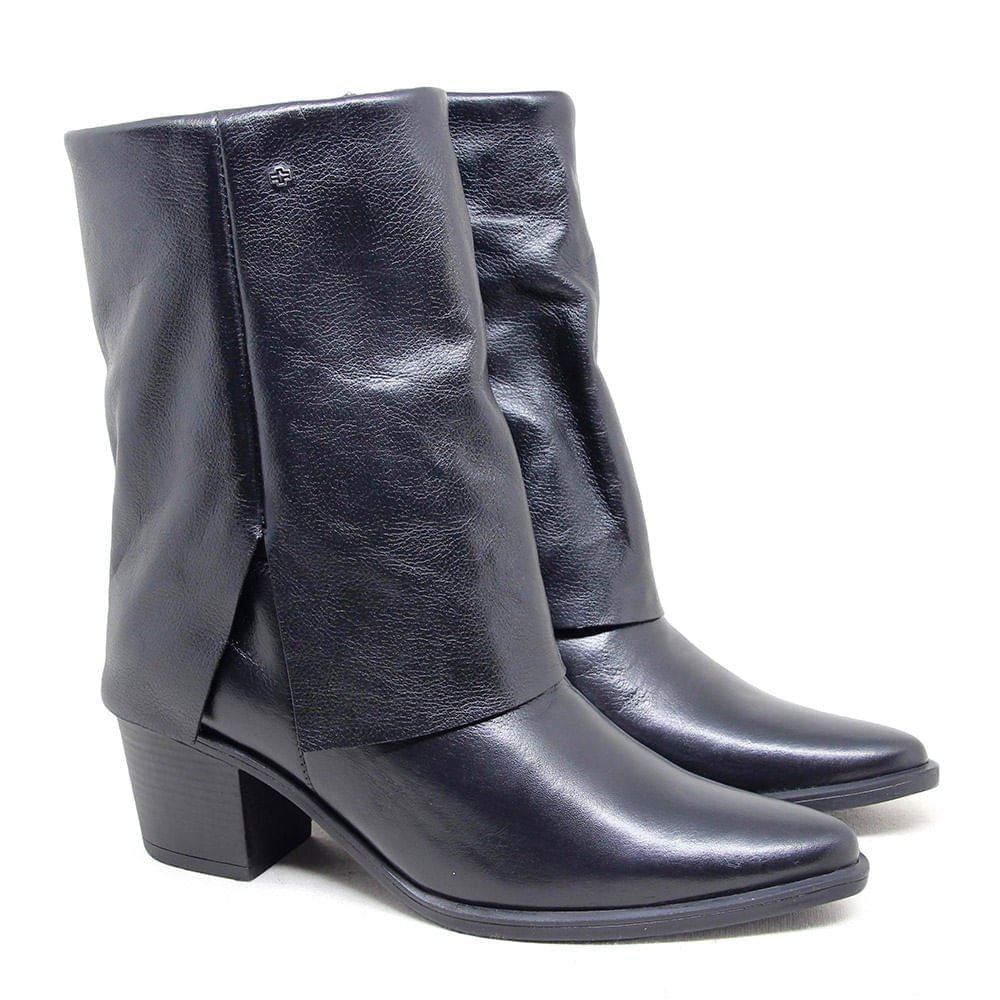 Bota Feminina LOR005 Couro Preto Preto 2