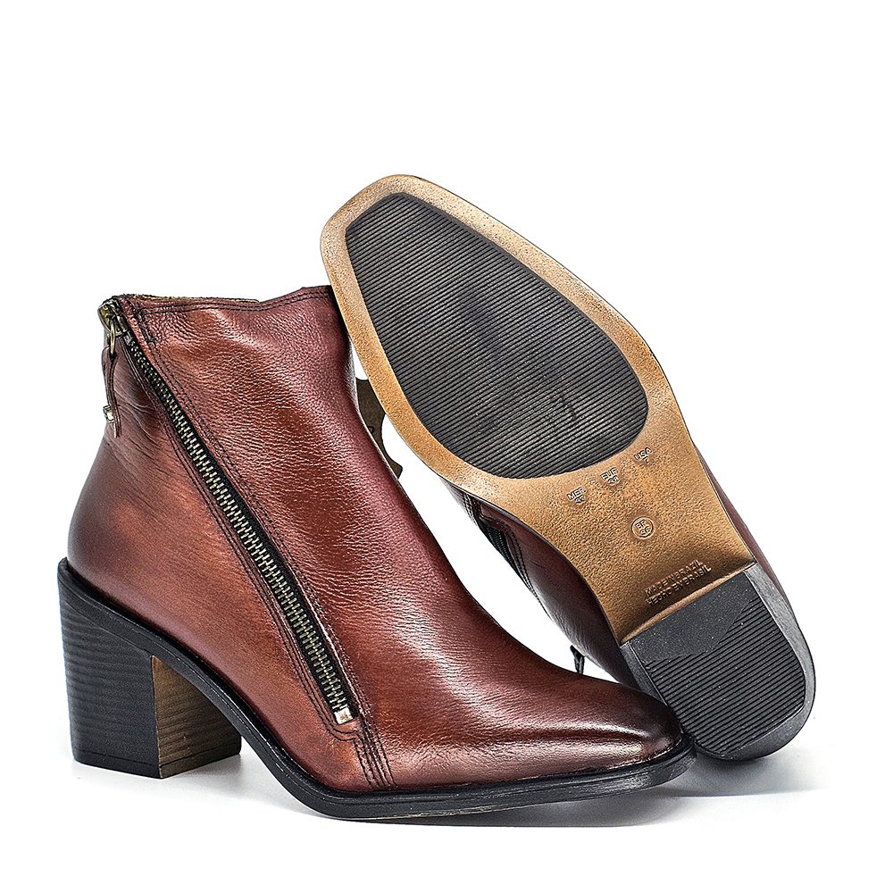 Bota Feminina KAR001 Couro Merlot Ferrugem Marrom 4