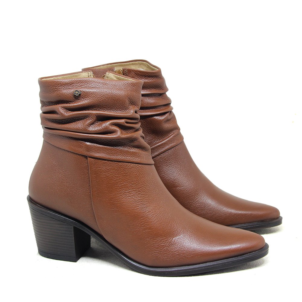 Bota Feminina LOR009 Couro Mogno Marrom 4