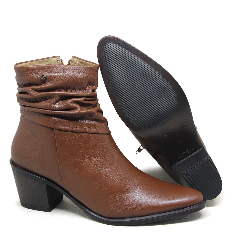 Bota Feminina LOR009 Couro Mogno