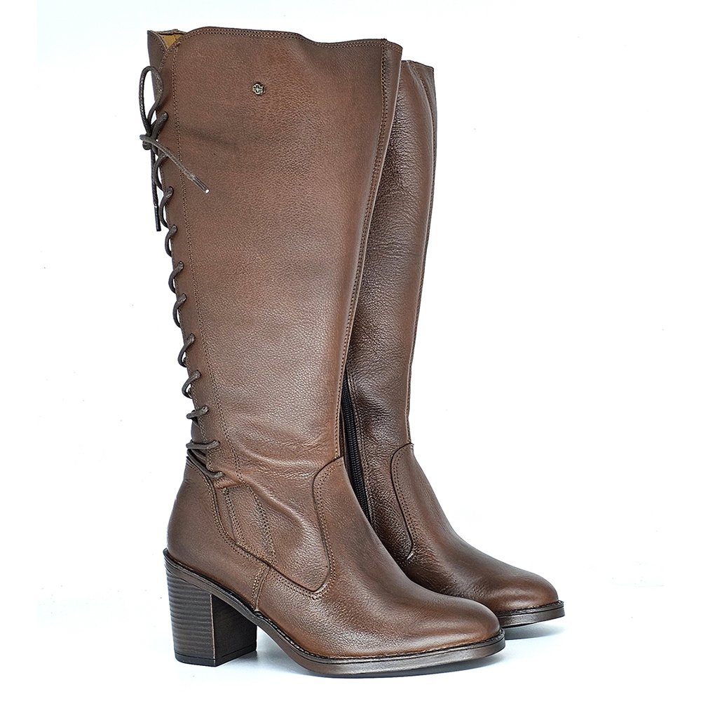 Bota Feminina ELO003 Couro Mogno Marrom 4