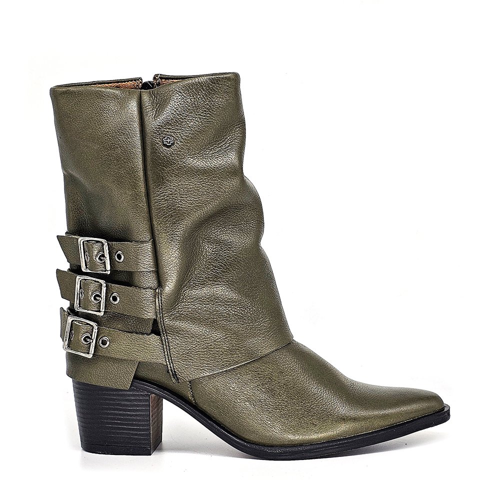 Bota Feminina LOR014 Couro Militar