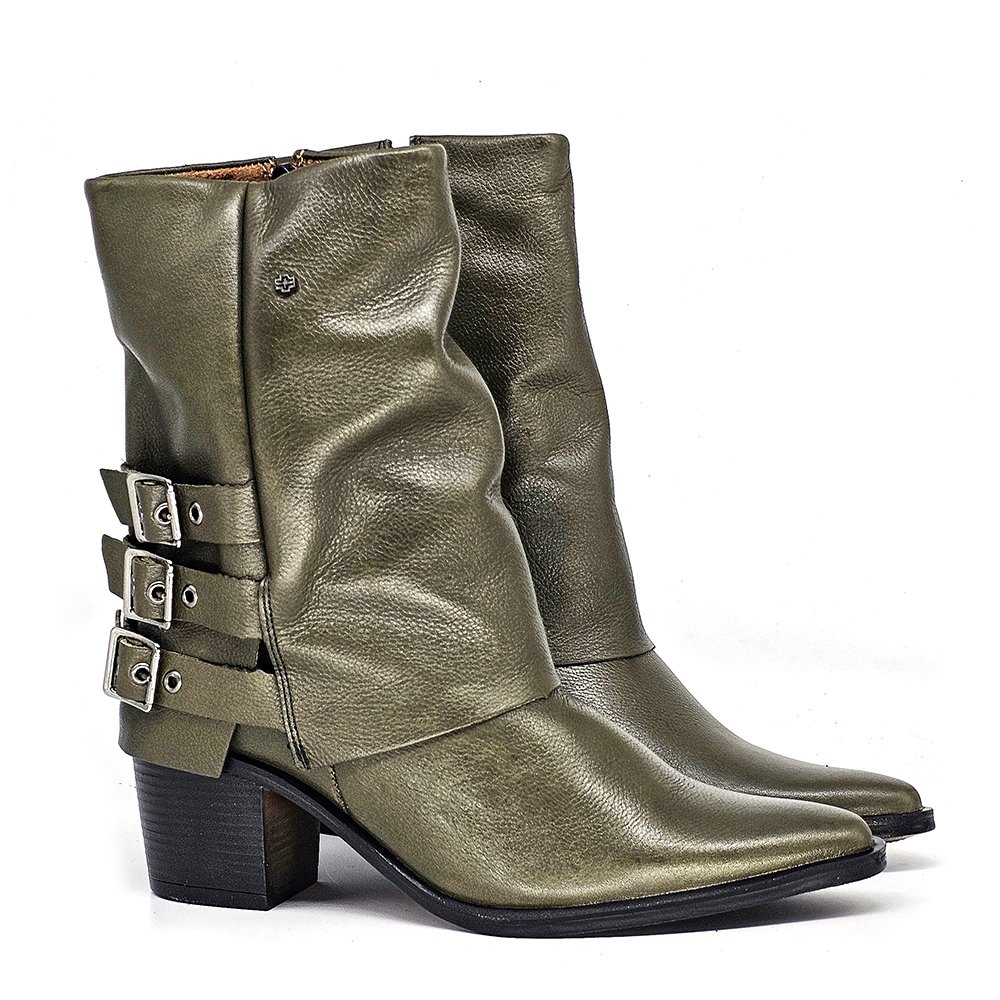 Bota Feminina LOR014 Couro Militar Militar 3