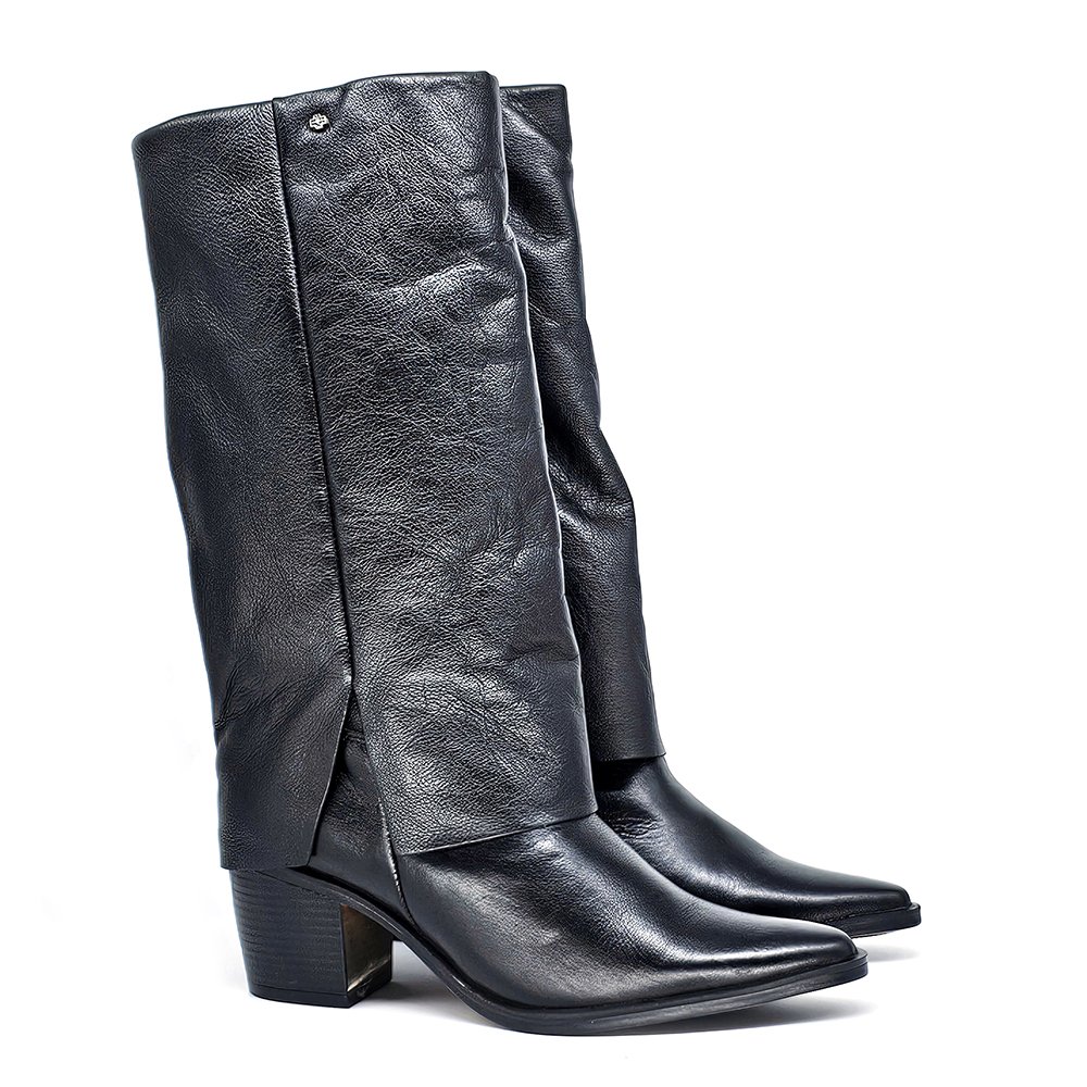 Bota Feminina LOR015 Couro Preto Preto 3