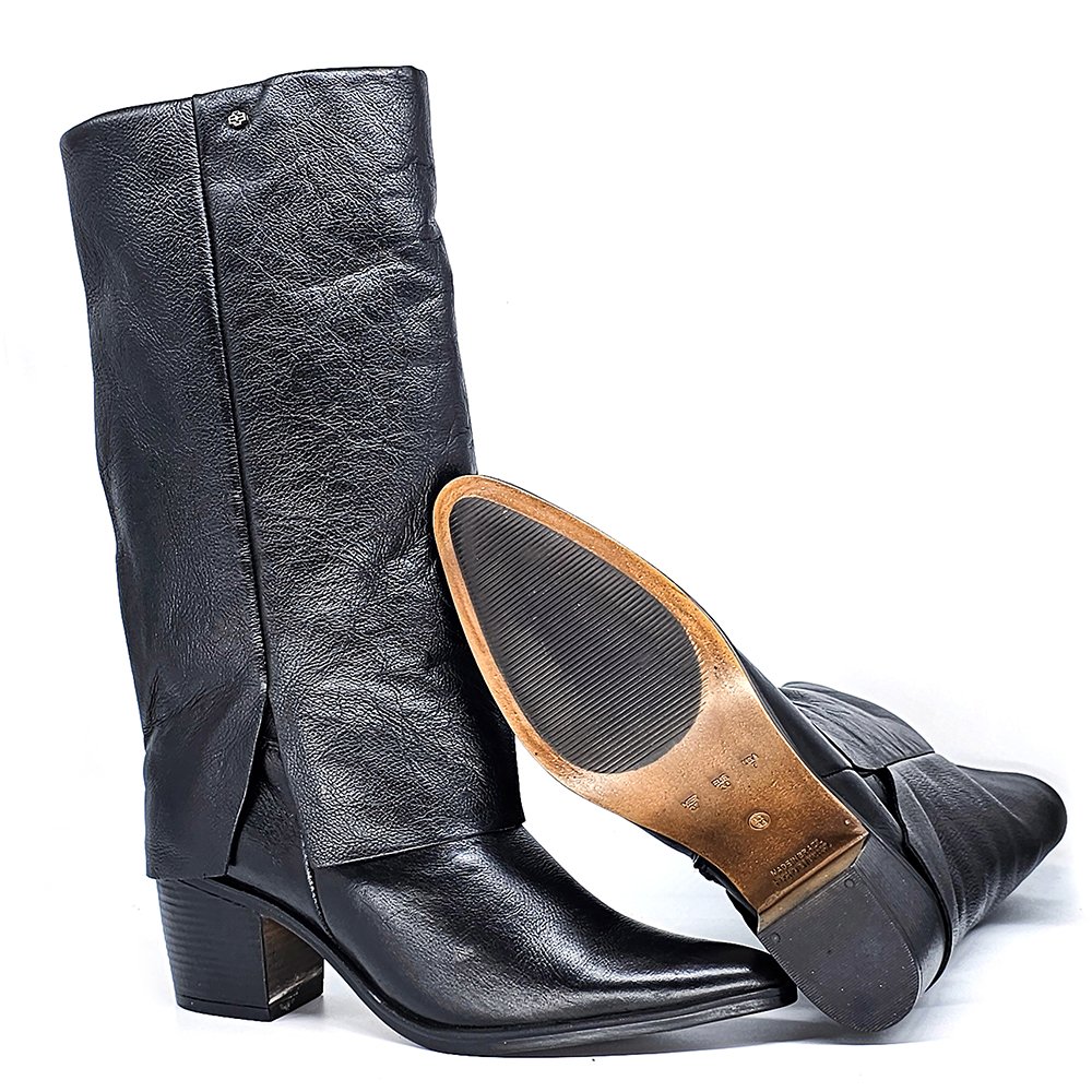 Bota Feminina LOR015 Couro Preto Preto 4