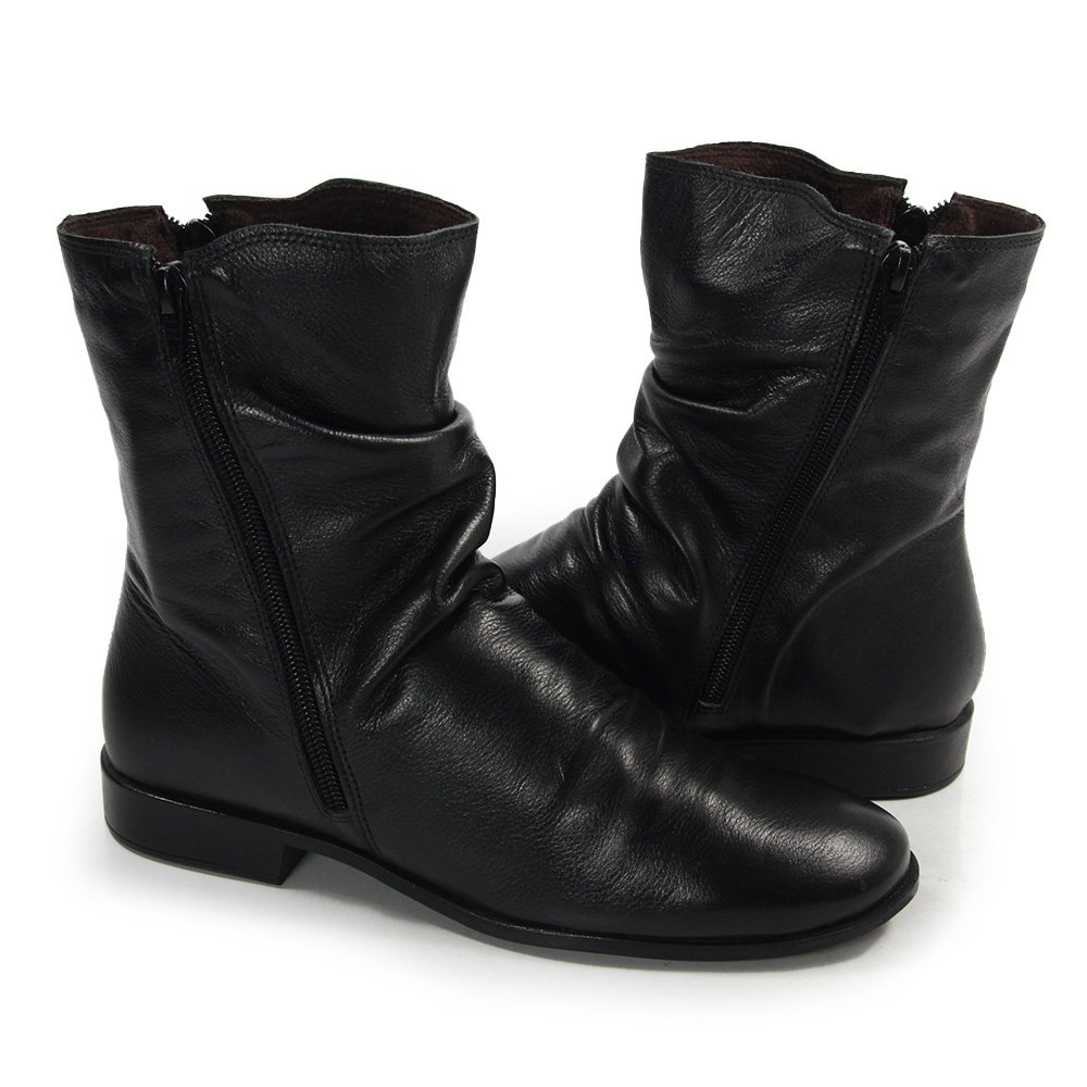 Bota Feminina LUN004 Couro Preto Preto 2