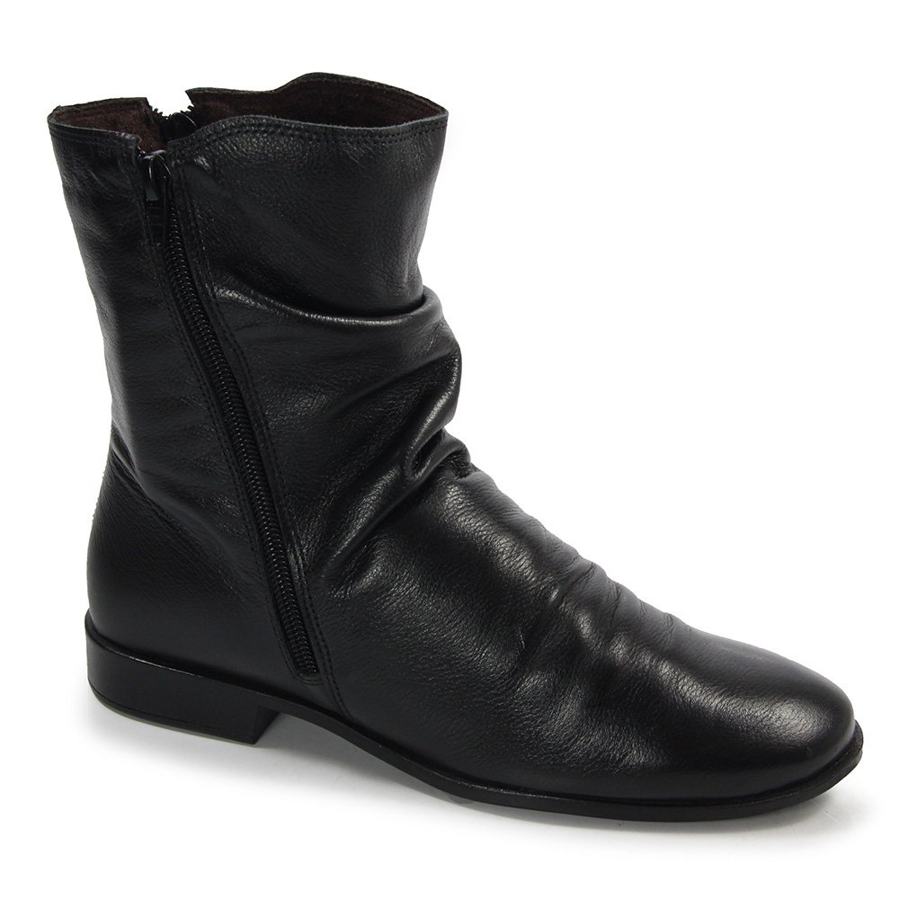 Bota Feminina LUN004 Couro Preto Preto 3
