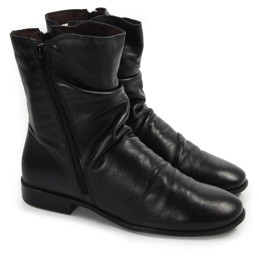 Bota Feminina LUN004 Couro Preto Preto 4