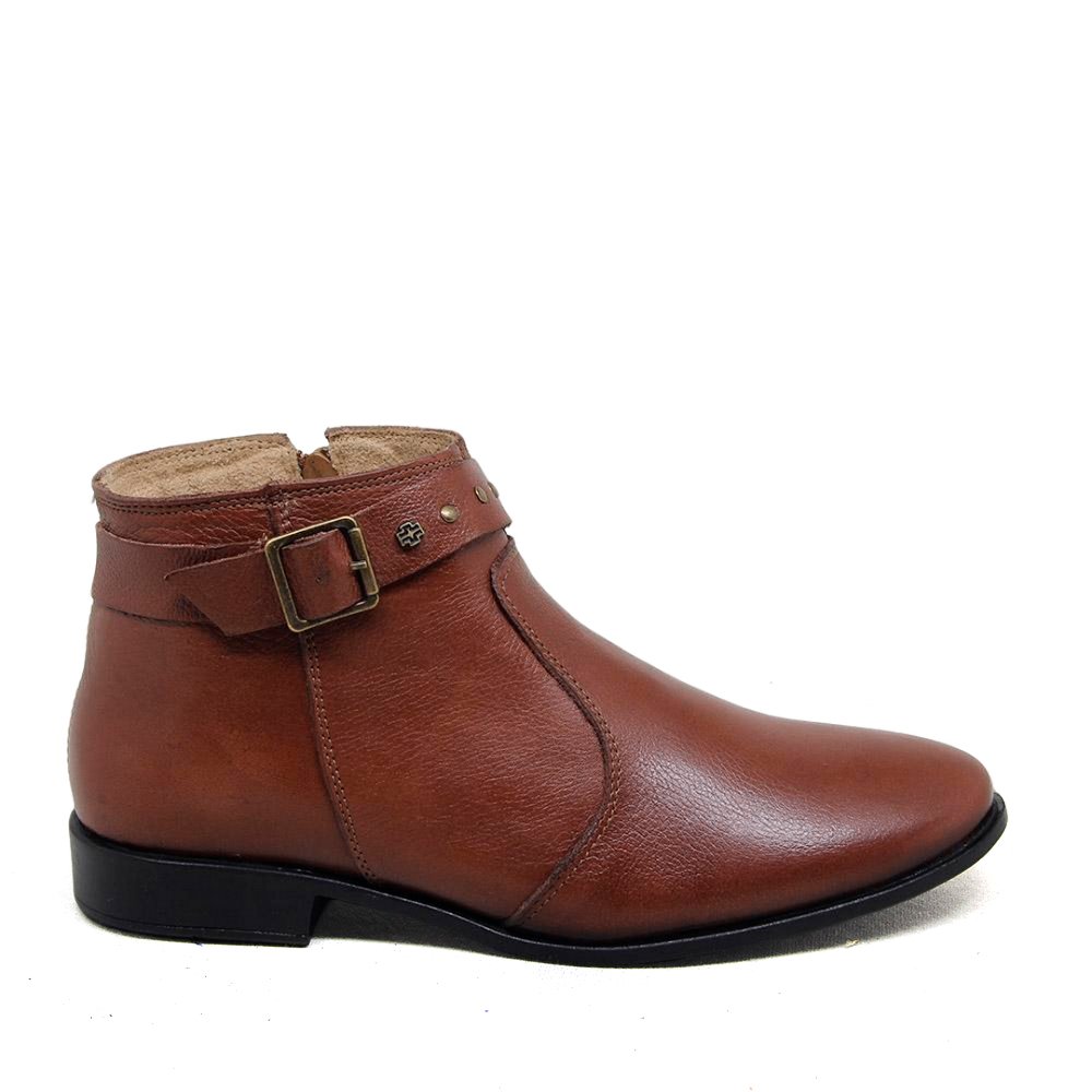 Bota Feminina LUN026E Couro Mogno