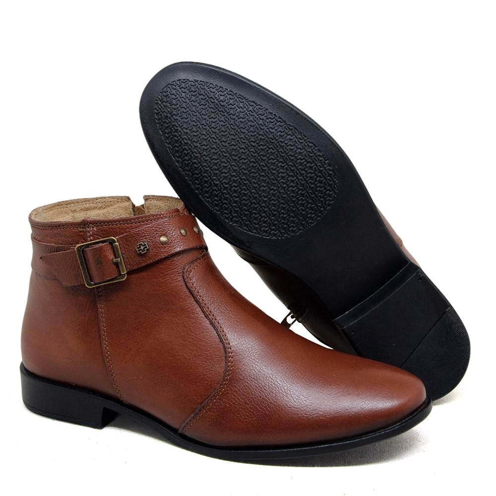 Bota Feminina LUN026E Couro Mogno Marrom 2