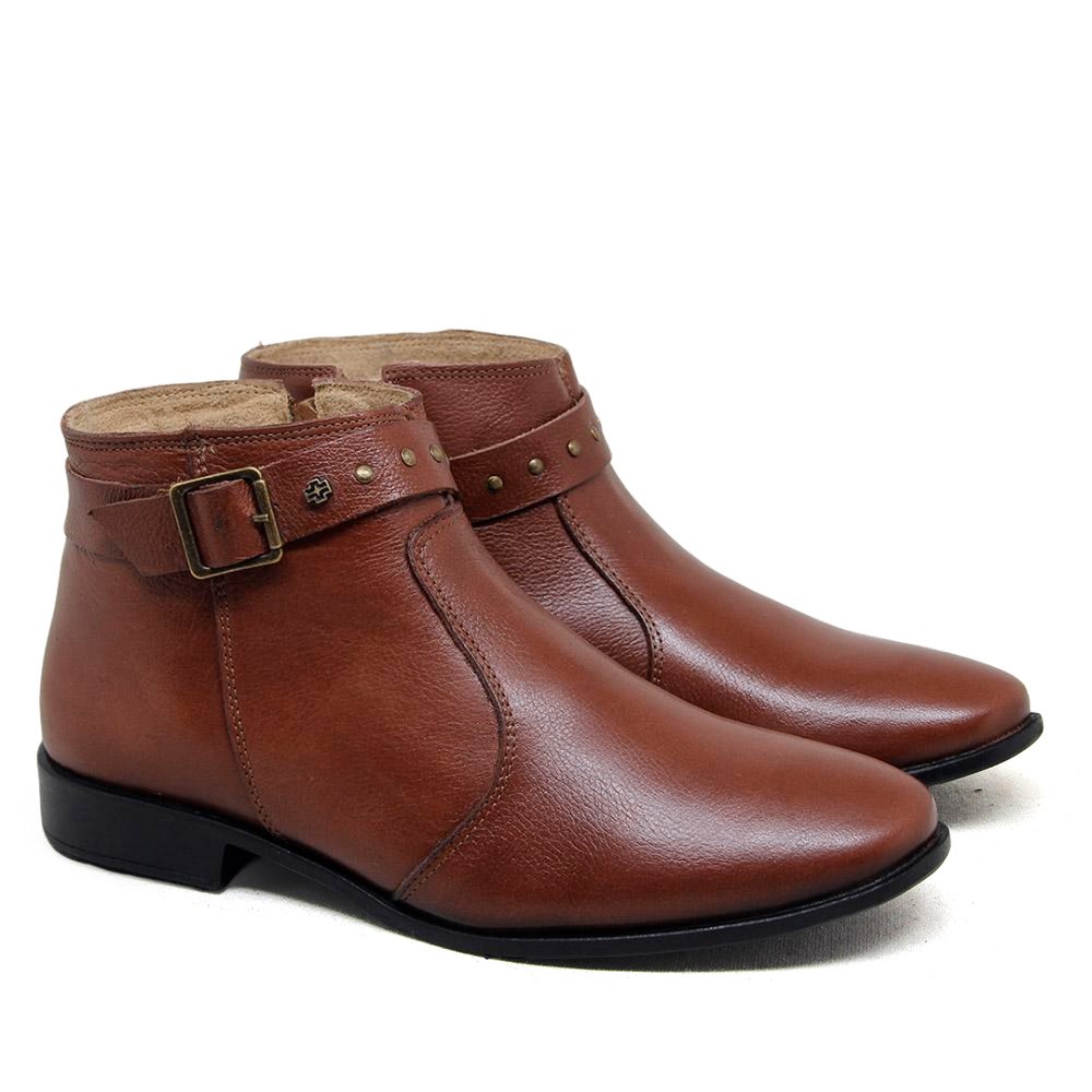 Bota Feminina LUN026E Couro Mogno Marrom 3