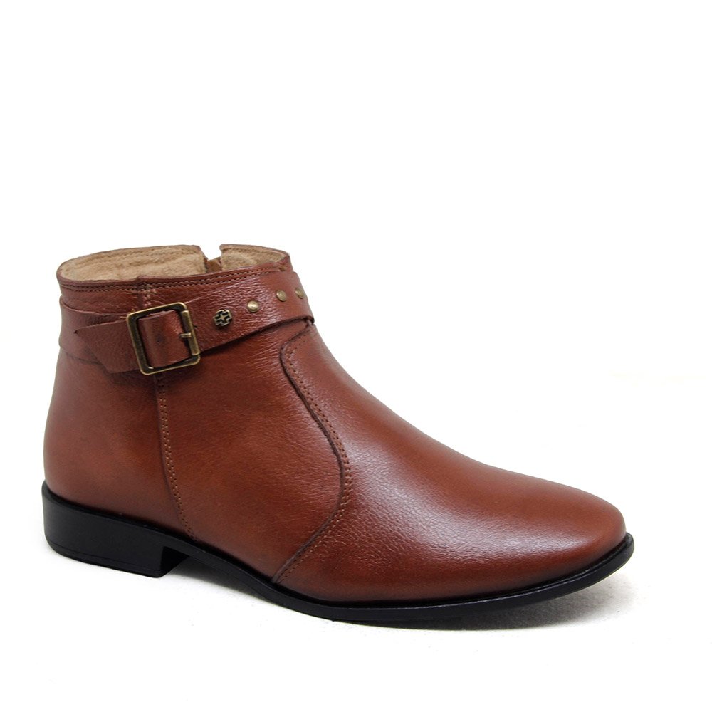 Bota Feminina LUN026E Couro Mogno Marrom 4