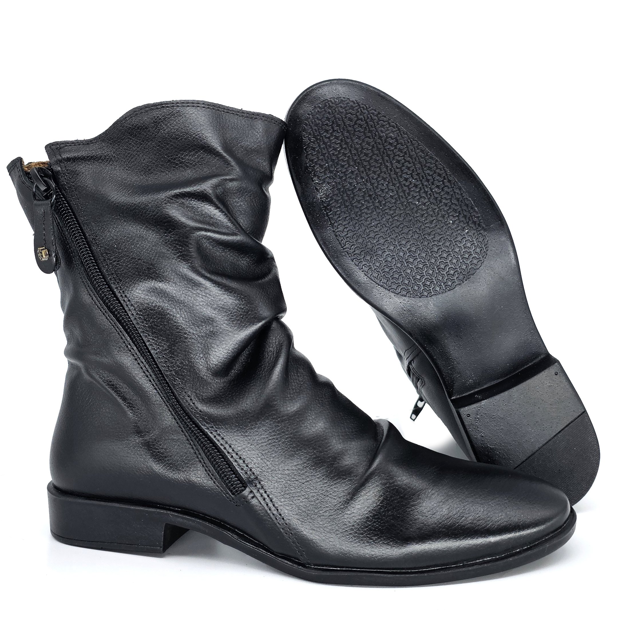 Bota Feminina LUN004E Couro Preto Preto 2