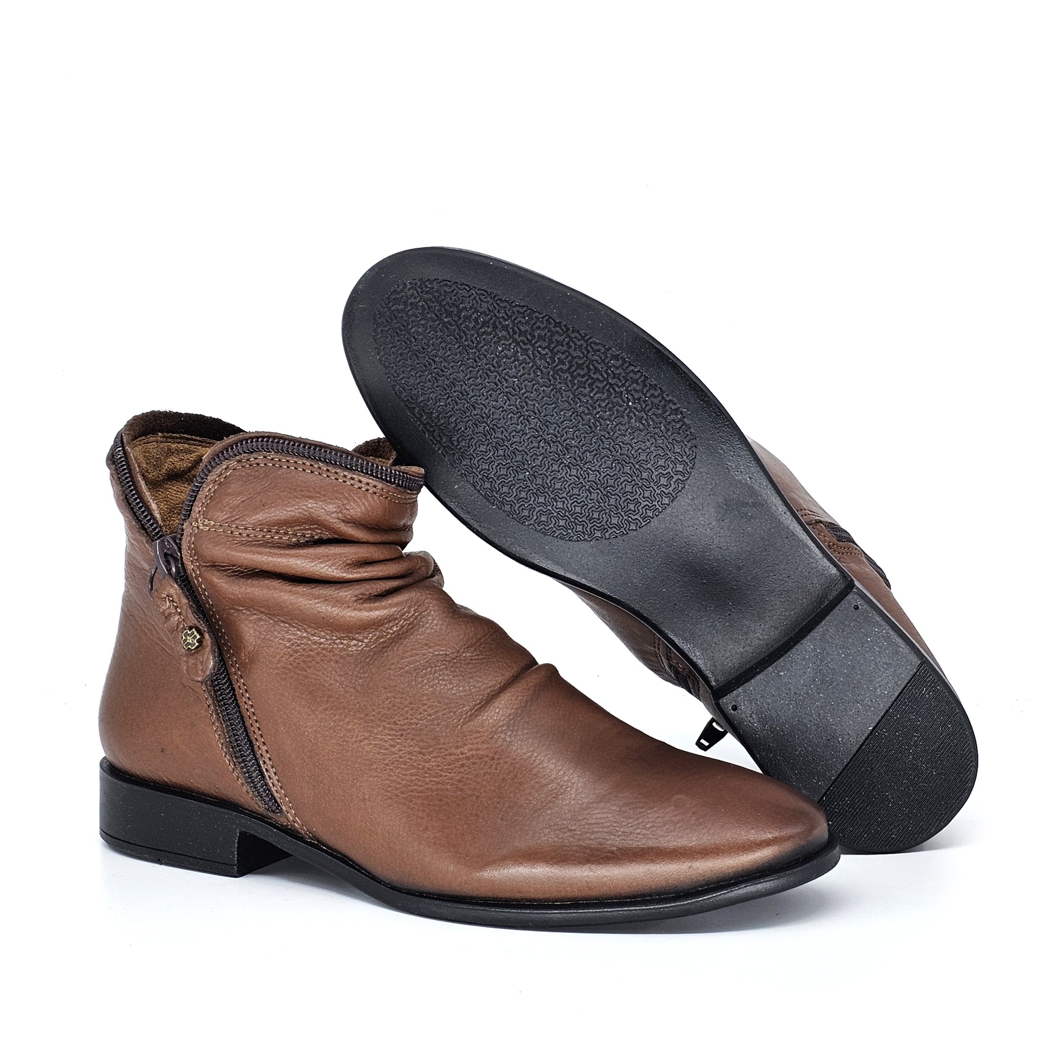 Bota Feminina LUN611E Couro Mogno Marrom 4