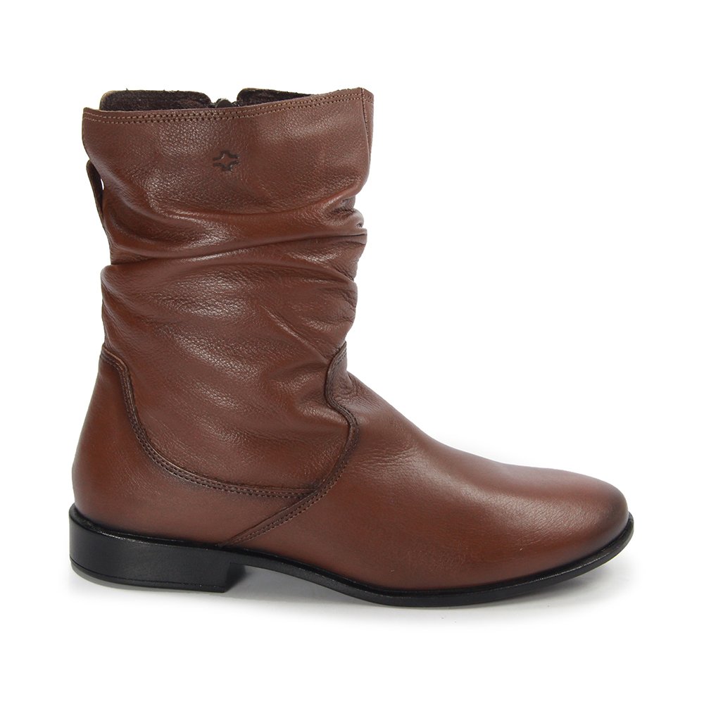 Bota Feminina LUN674E Couro Mogno