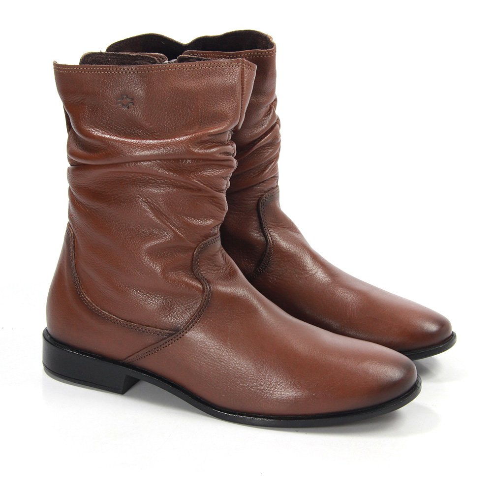 Bota Feminina LUN674E Couro Mogno Marrom 4