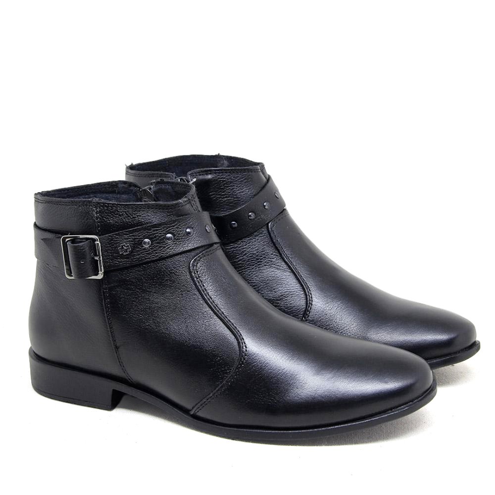 Bota Feminina LUN026E Couro Preto Preto 3