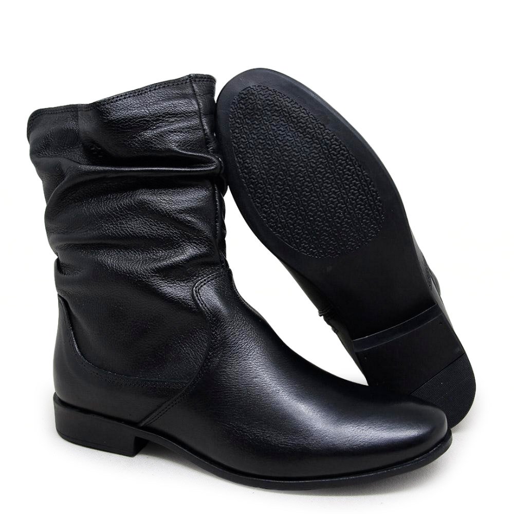 Bota Feminina LUN674E Couro Preto Preto 2