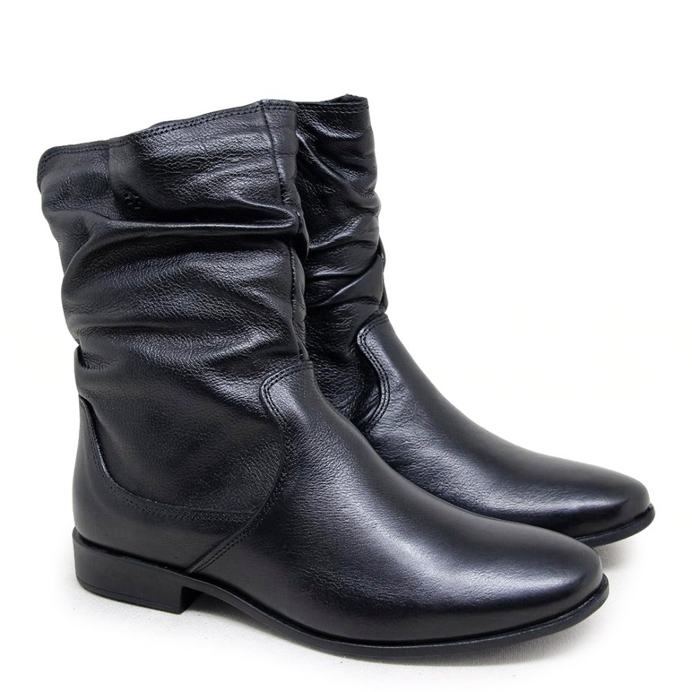Bota Feminina LUN674E Couro Preto Preto 4