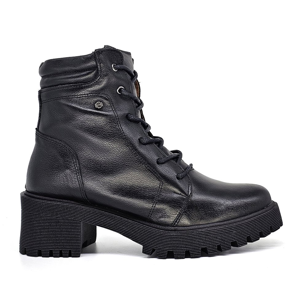 Bota Feminina MUN010E Couro Preto