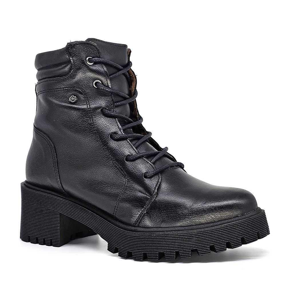 Bota Feminina MUN010E Couro Preto Preto 2