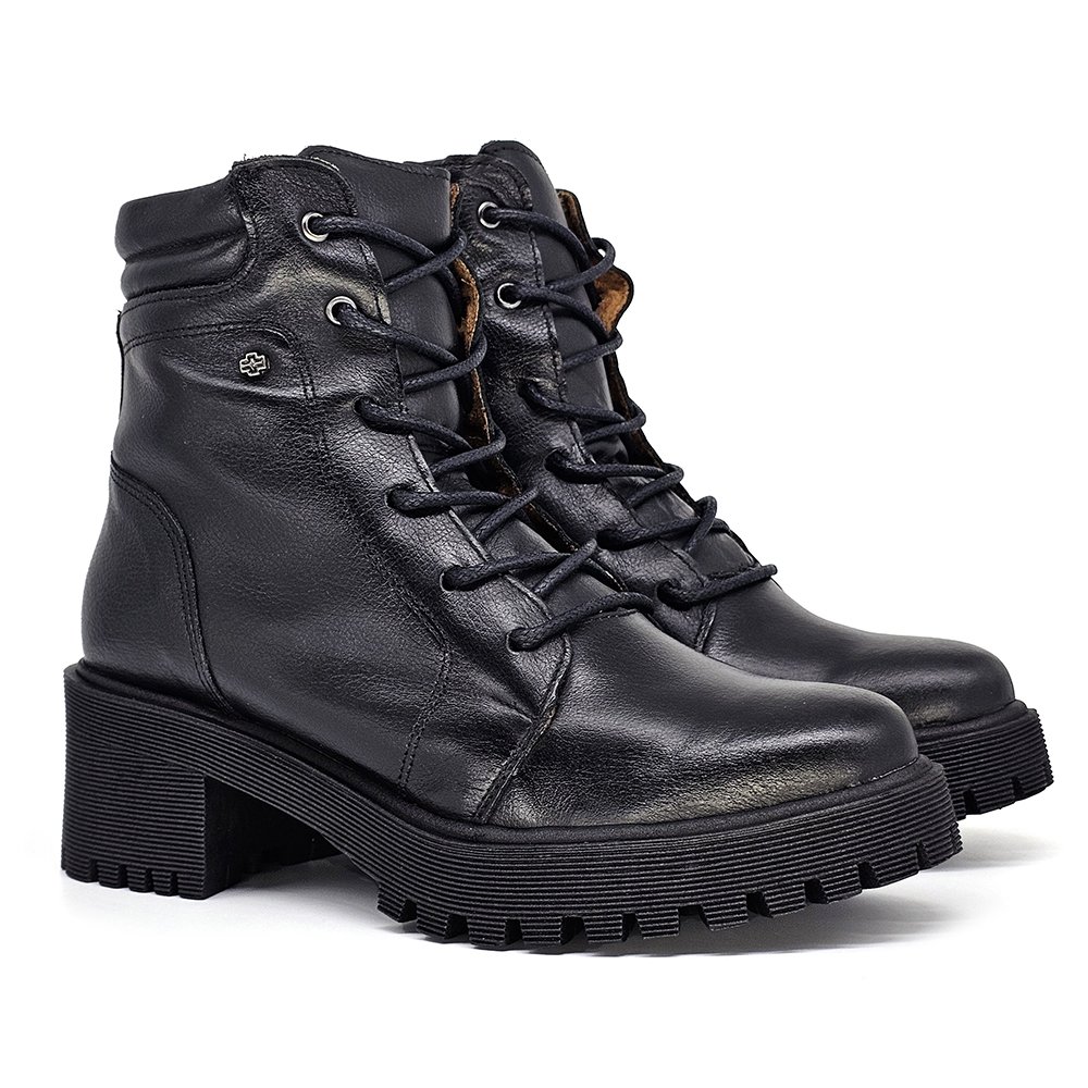 Bota Feminina MUN010E Couro Preto Preto 3
