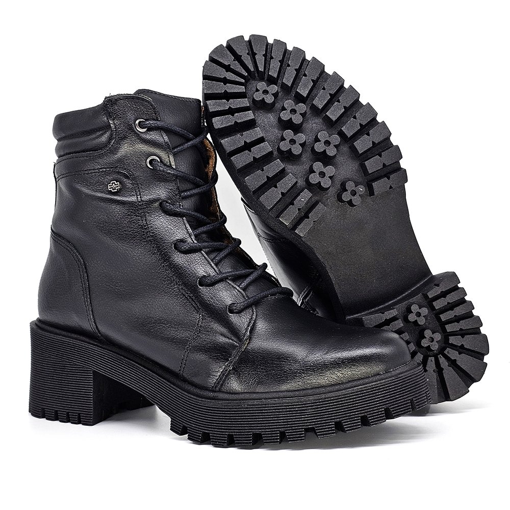 Bota Feminina MUN010E Couro Preto Preto 4