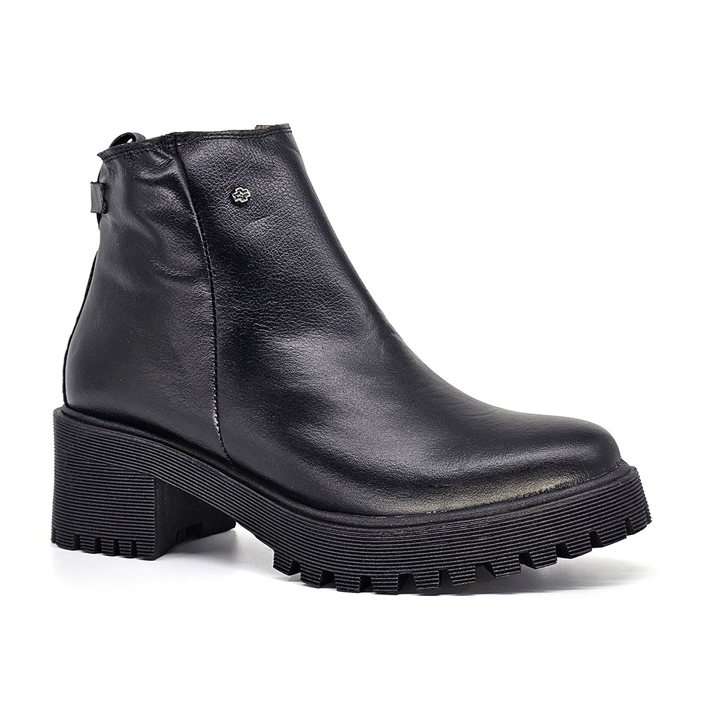 Bota Feminina MUN004E Couro Preto Preto 2