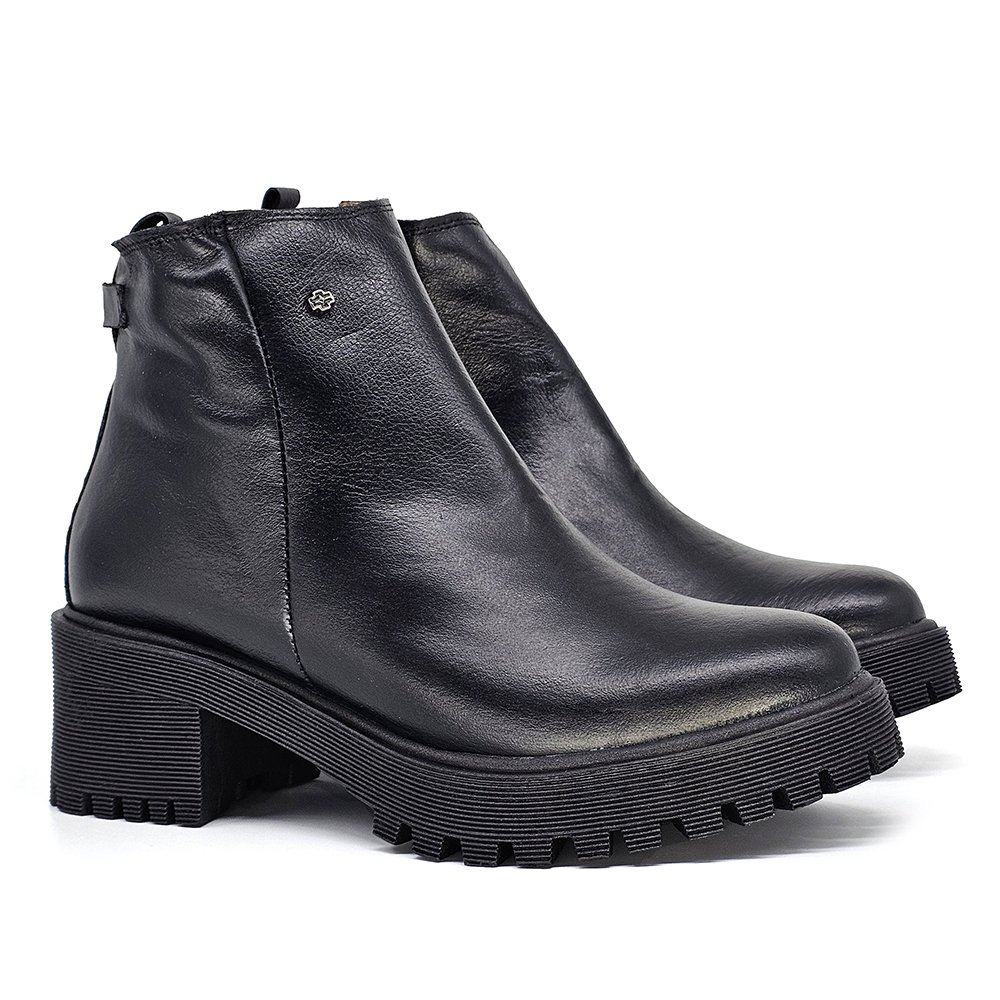 Bota Feminina MUN004E Couro Preto Preto 3