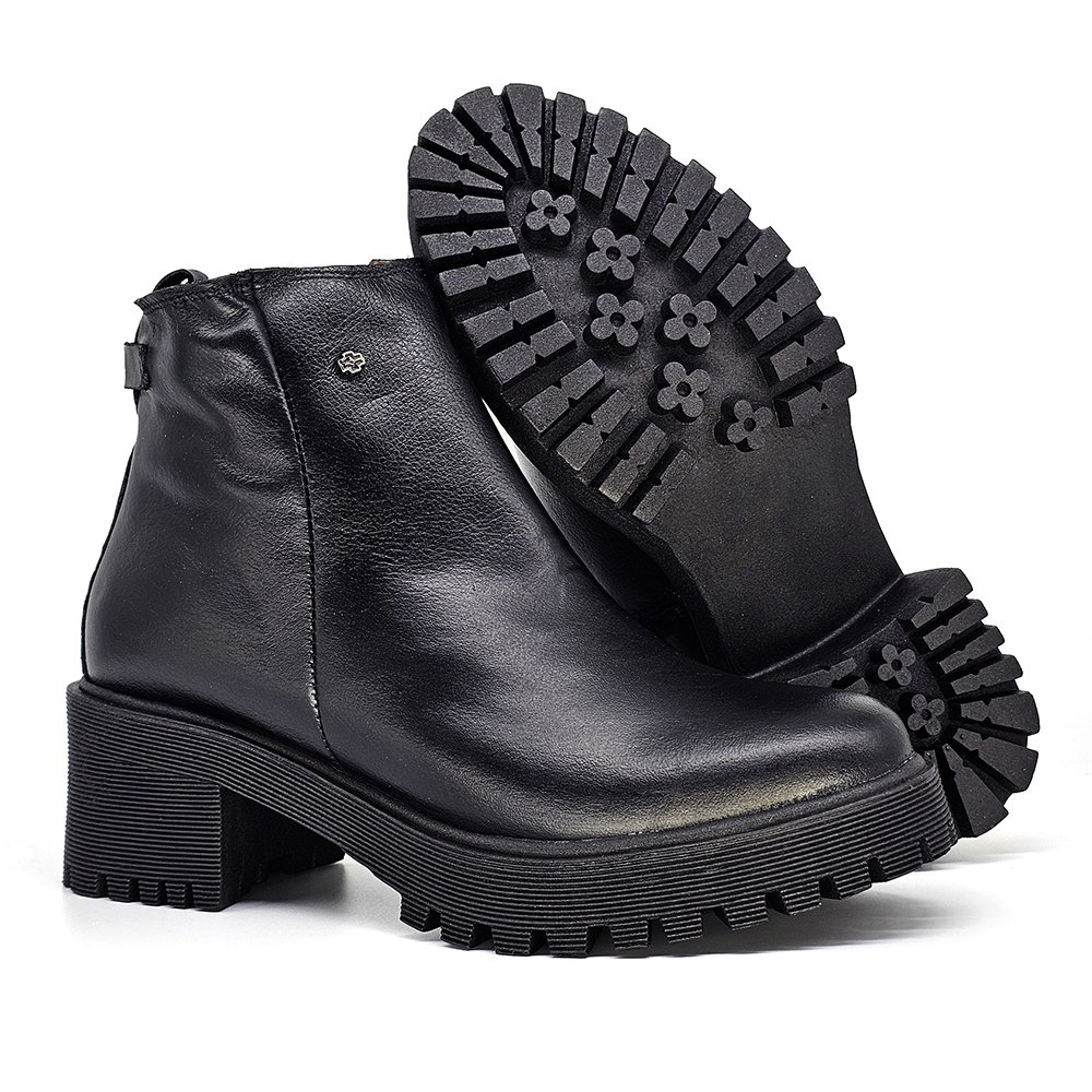 Bota Feminina MUN004E Couro Preto Preto 4